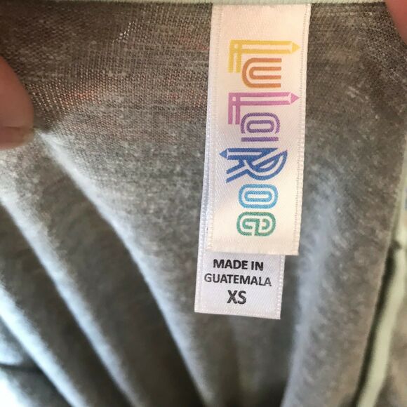 LuLaRoe Womens Top Size XS Perfect T Tunic Shirt Heather Gray Mint Stripes - Picture 5 of 6